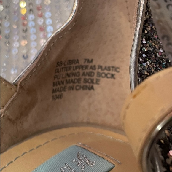 Betsey Johnson Blue glittery silver 3-inch block heel sandals - Picture 7 of 7